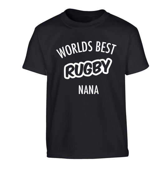 Worlds Best Rugby Grandma Children's black Tshirt 12-13 Years
