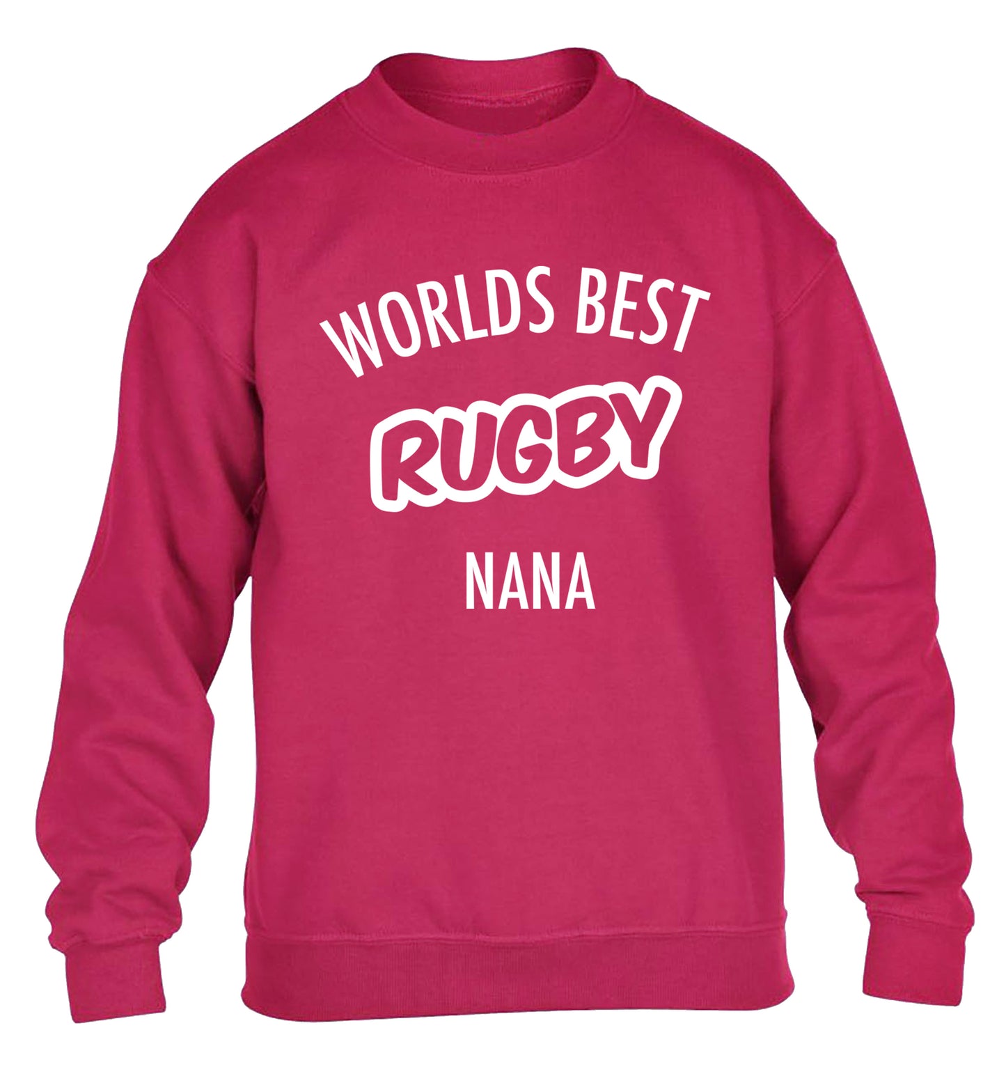 Worlds Best Rugby Grandma children's pink sweater 12-13 Years