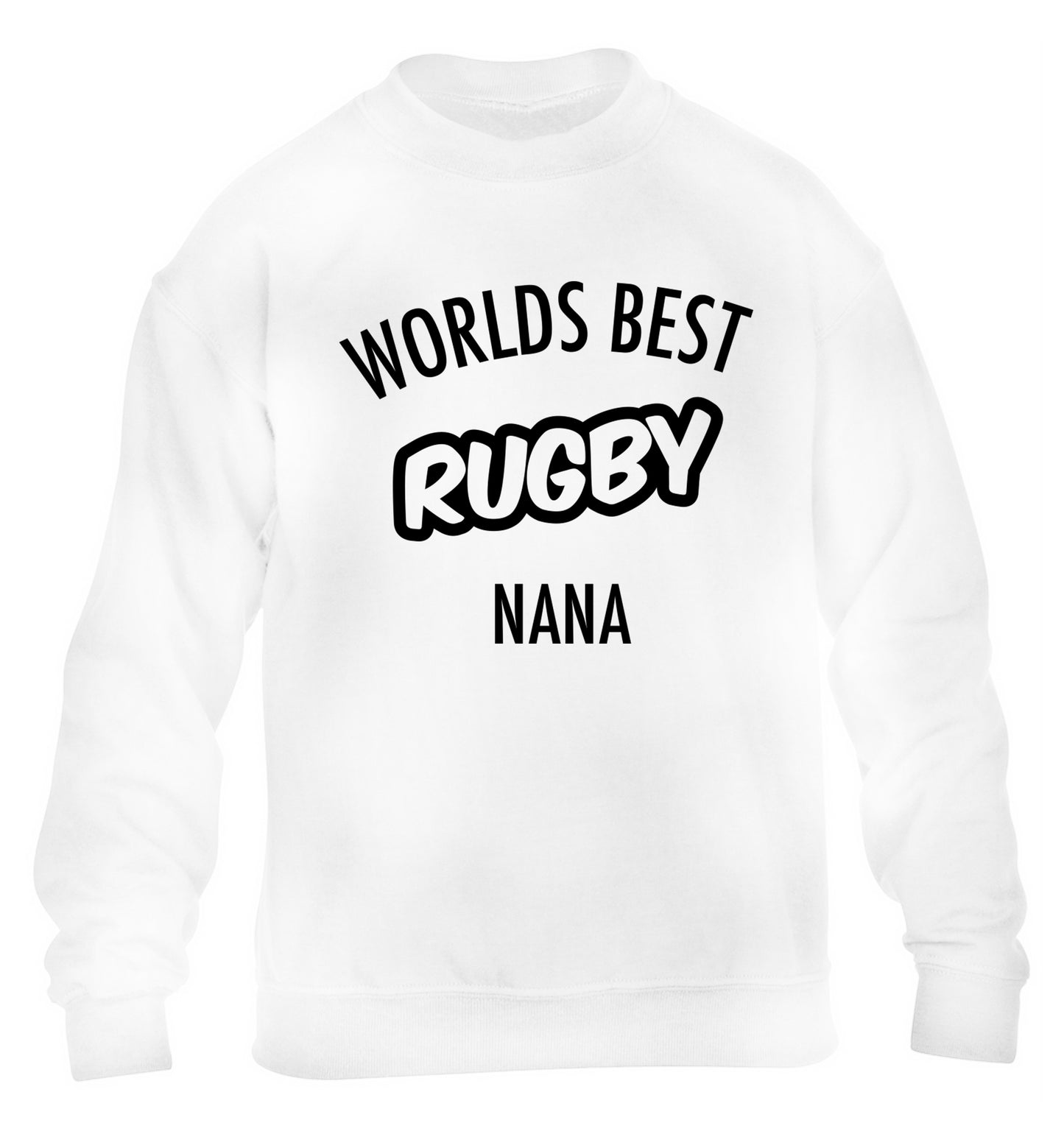 Worlds Best Rugby Grandma children's white sweater 12-13 Years
