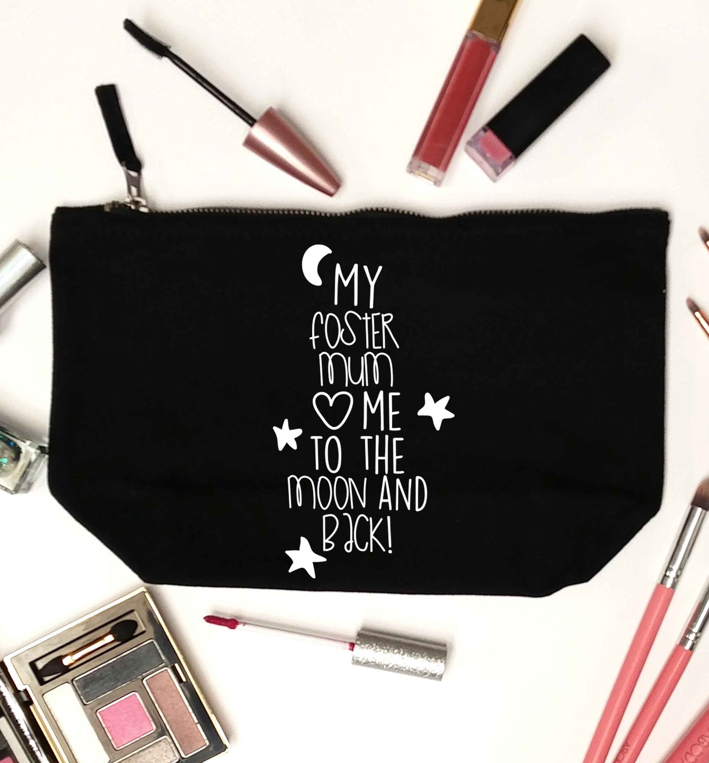 My foster mum loves me to the moon and back black makeup bag