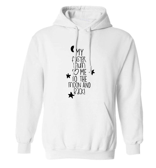 My foster mum loves me to the moon and back adults unisex white hoodie 2XL
