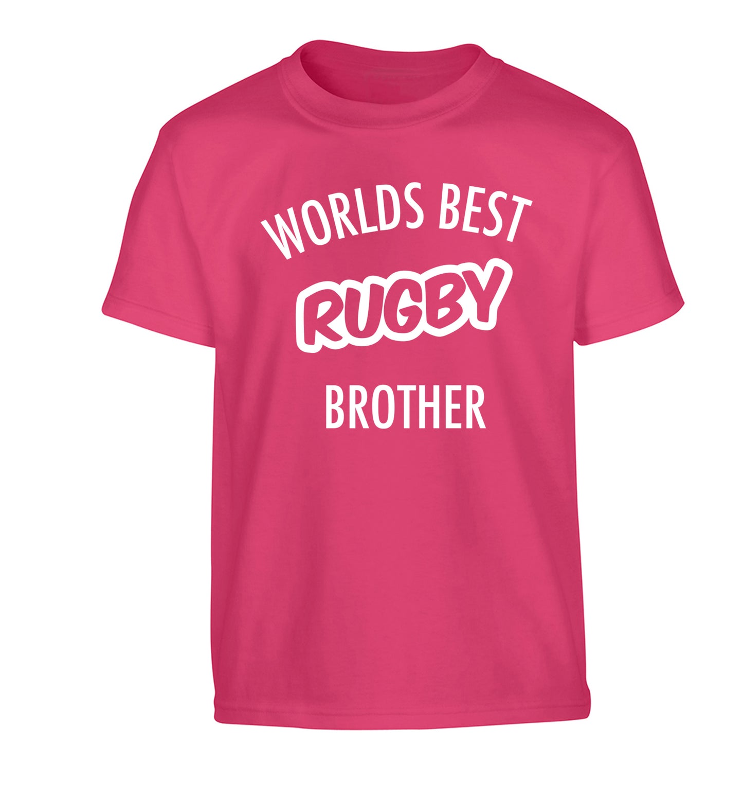 Worlds best rugby brother Children's pink Tshirt 12-13 Years