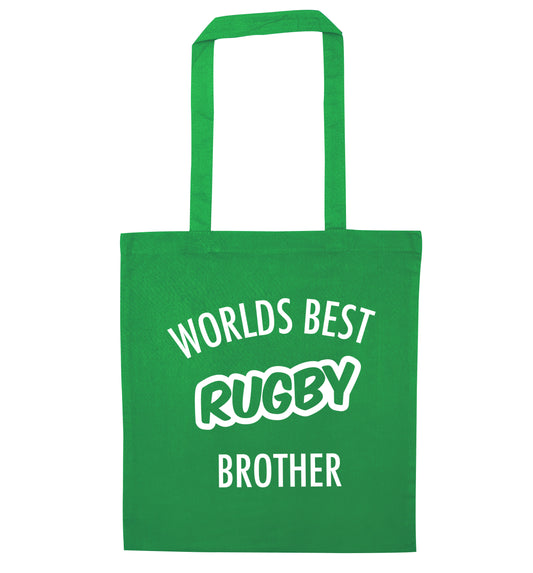 Worlds best rugby brother green tote bag