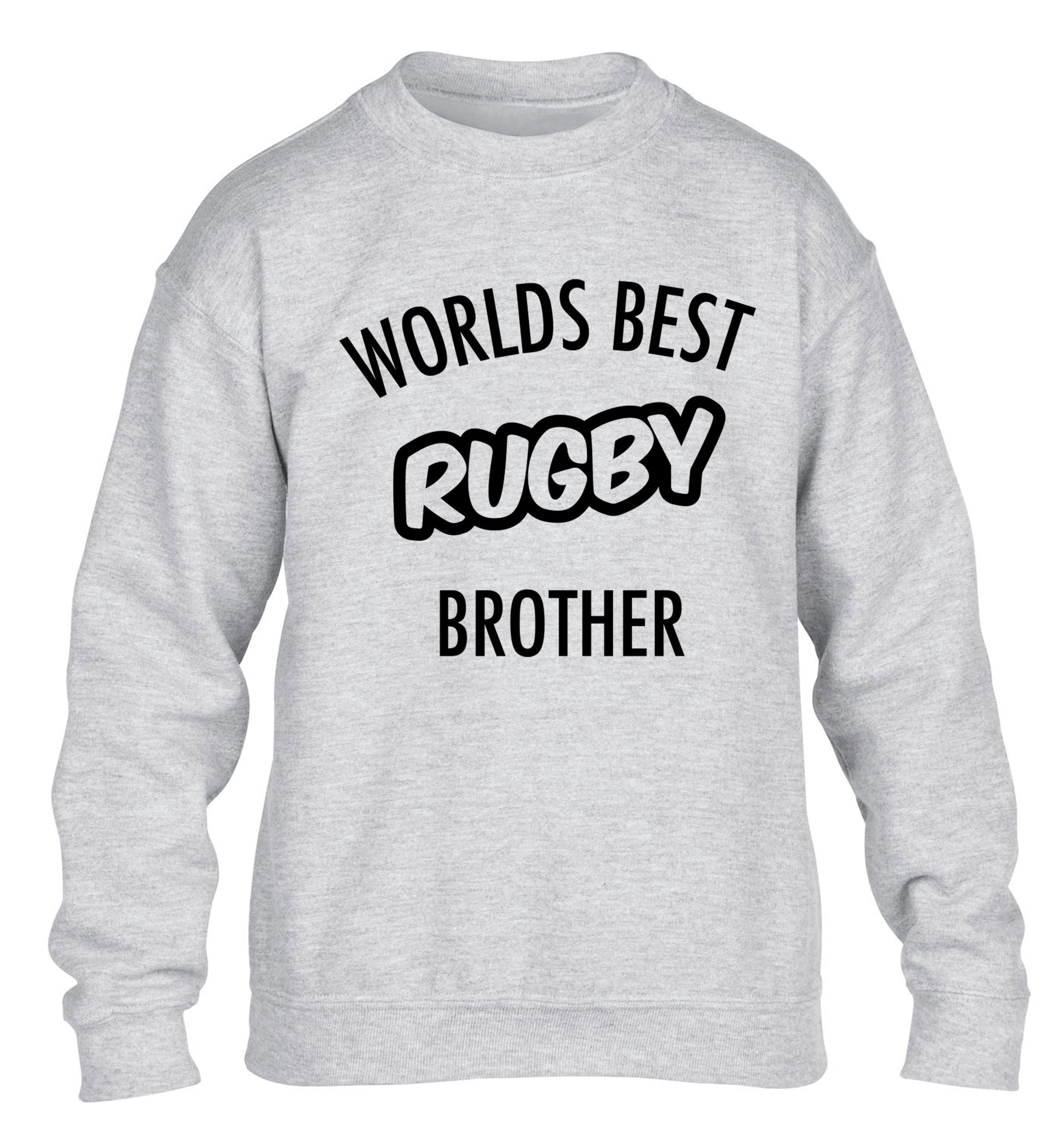 Worlds best rugby brother children's grey sweater 12-13 Years
