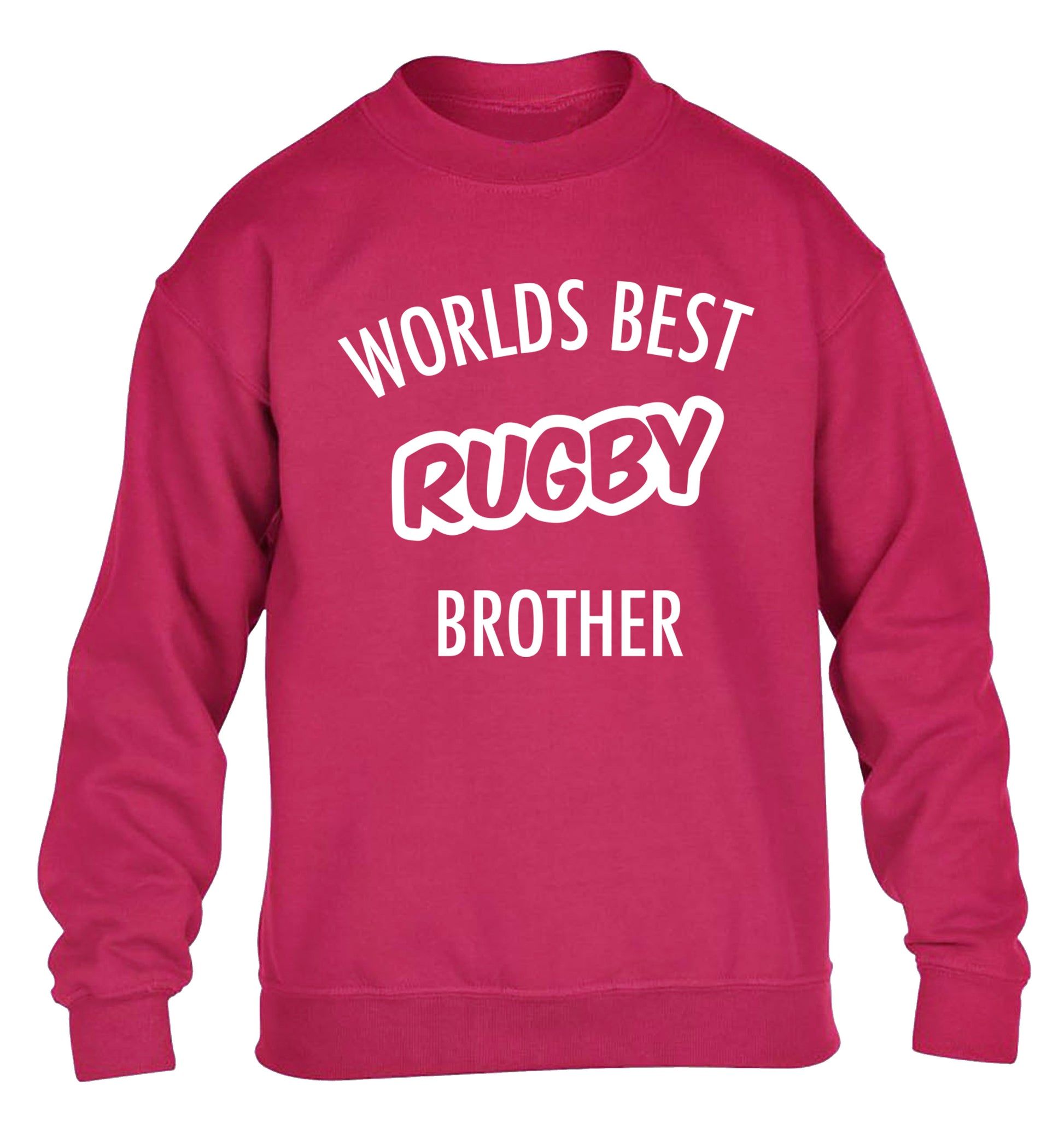 Worlds best rugby brother children's pink sweater 12-13 Years
