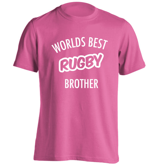 Worlds best rugby brother adults unisex pink Tshirt 2XL