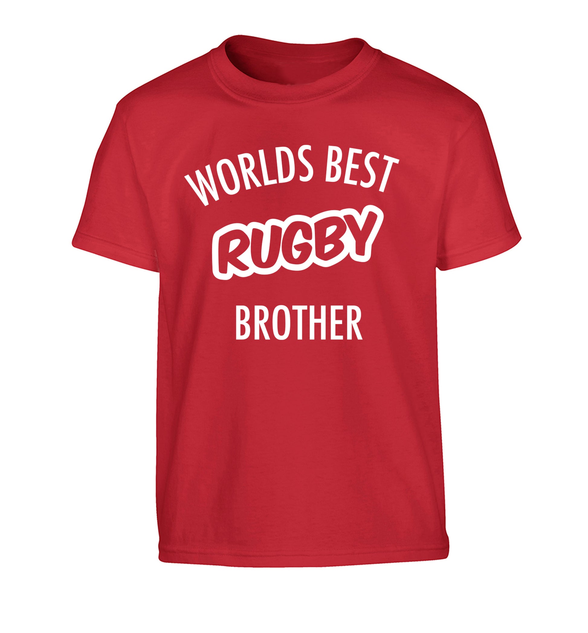 Worlds best rugby brother Children's red Tshirt 12-13 Years