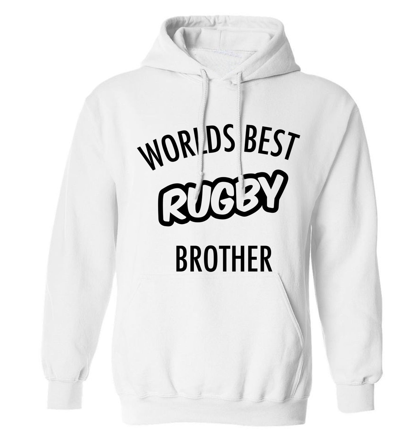 Worlds best rugby brother adults unisex white hoodie 2XL