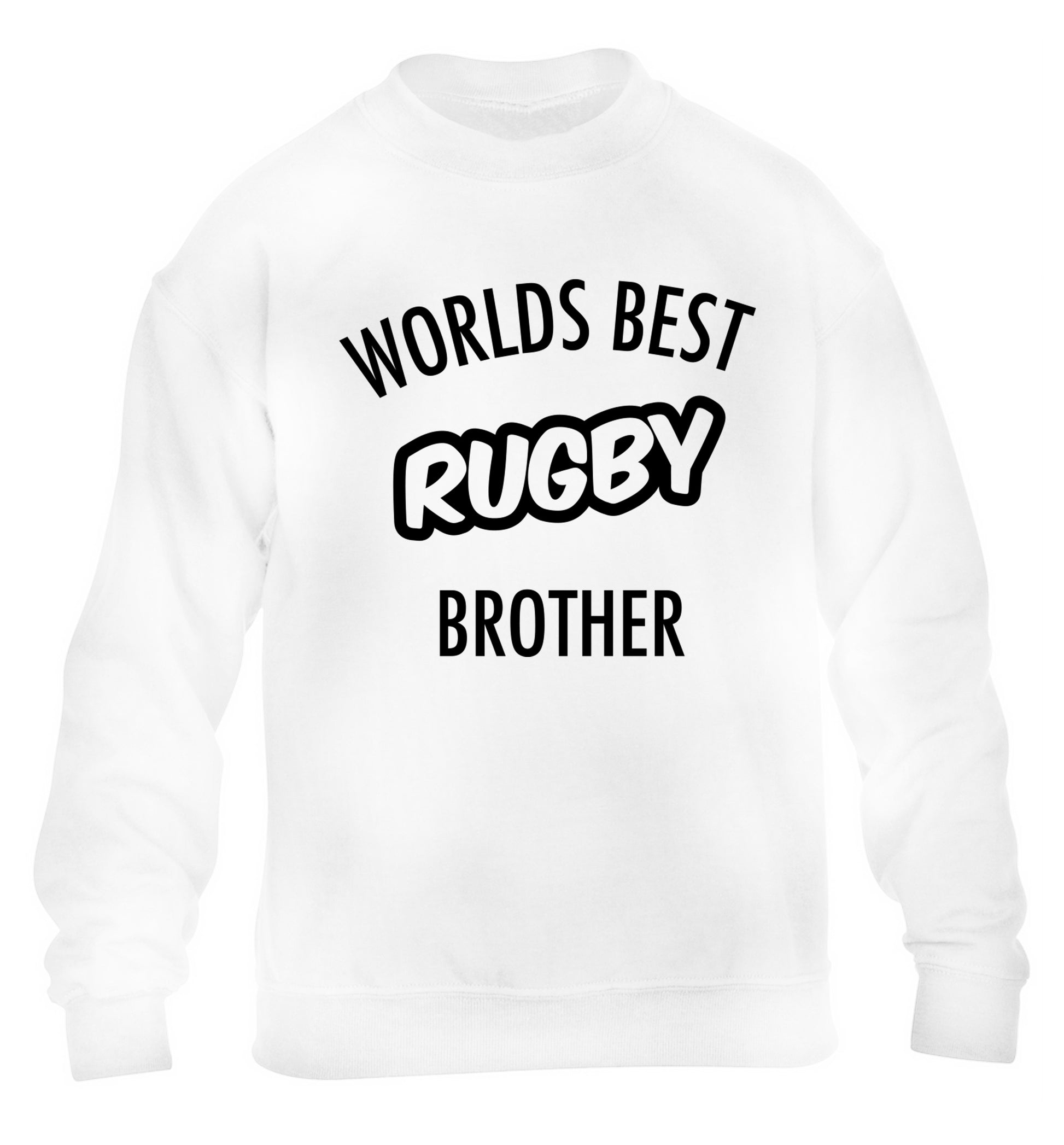 Worlds best rugby brother children's white sweater 12-13 Years