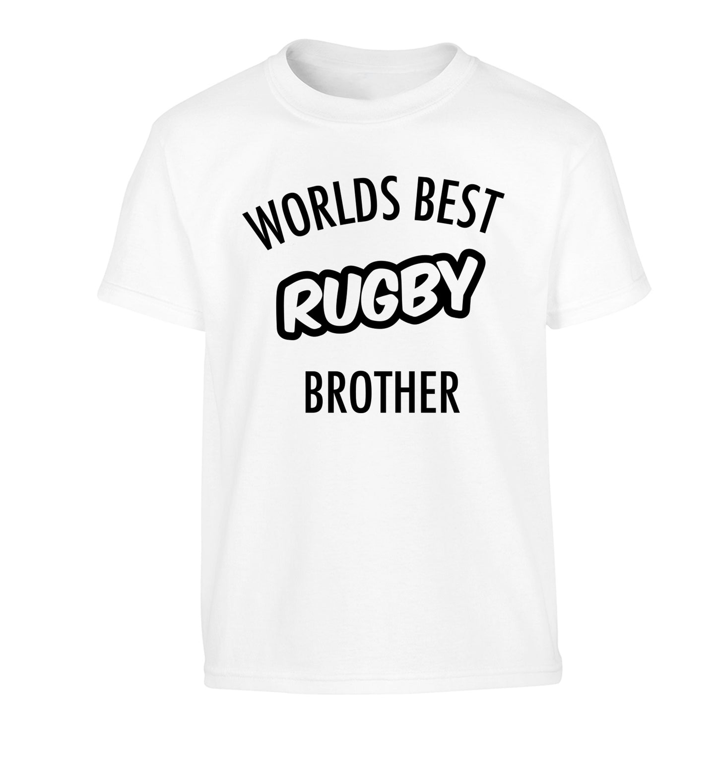 Worlds best rugby brother Children's white Tshirt 12-13 Years