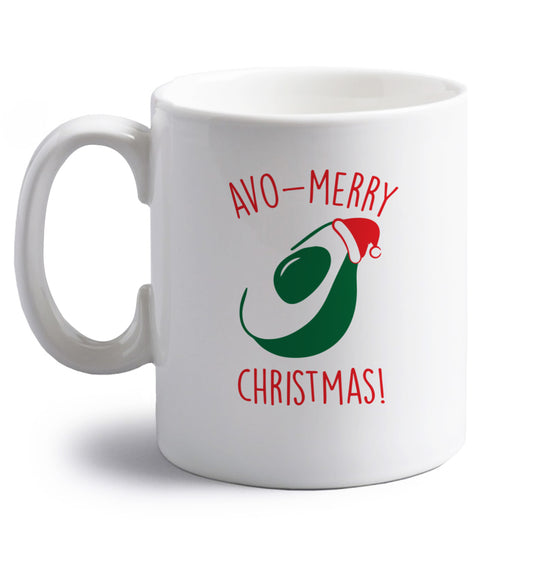 Avo-Merry Christmas right handed white ceramic mug 
