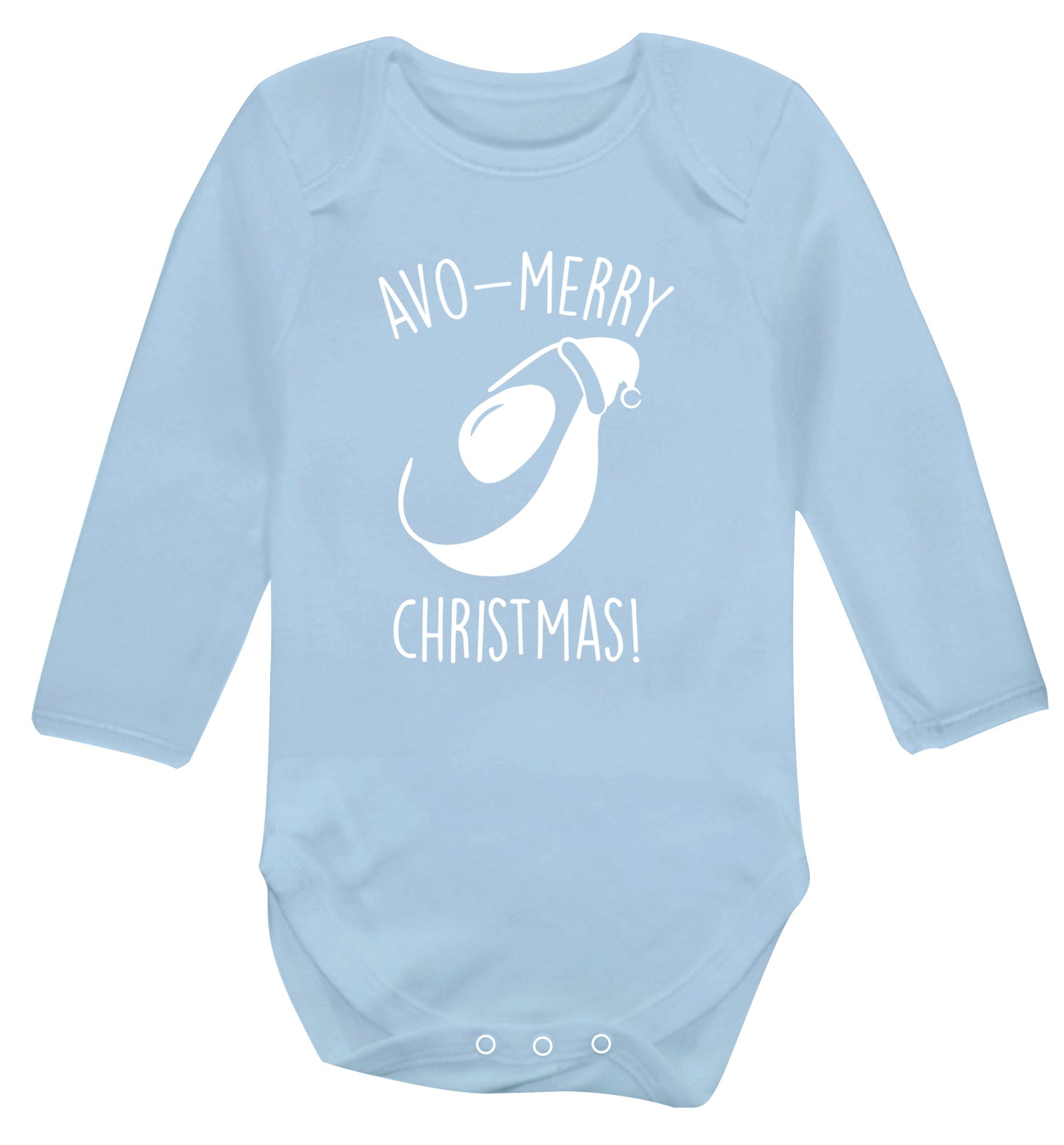 Avo-Merry Christmas Baby Vest long sleeved pale blue 6-12 months