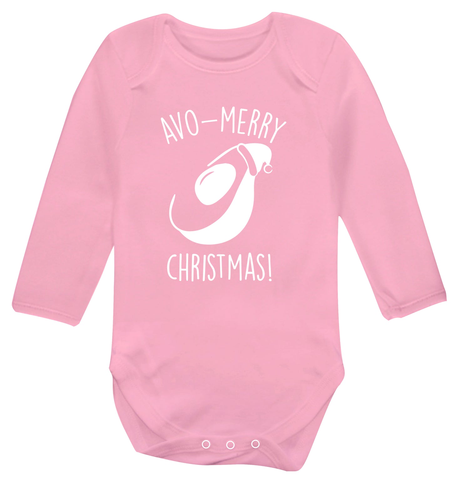 Avo-Merry Christmas Baby Vest long sleeved pale pink 6-12 months