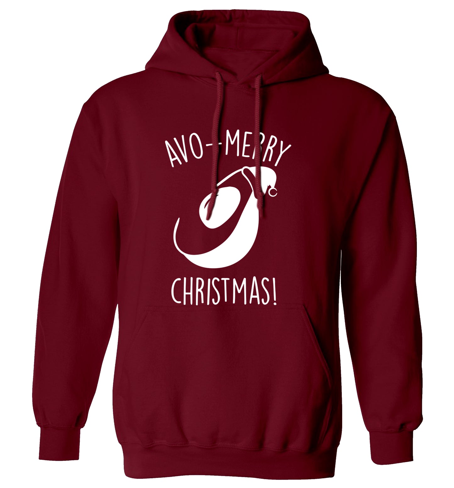 Avo-Merry Christmas adults unisex maroon hoodie 2XL