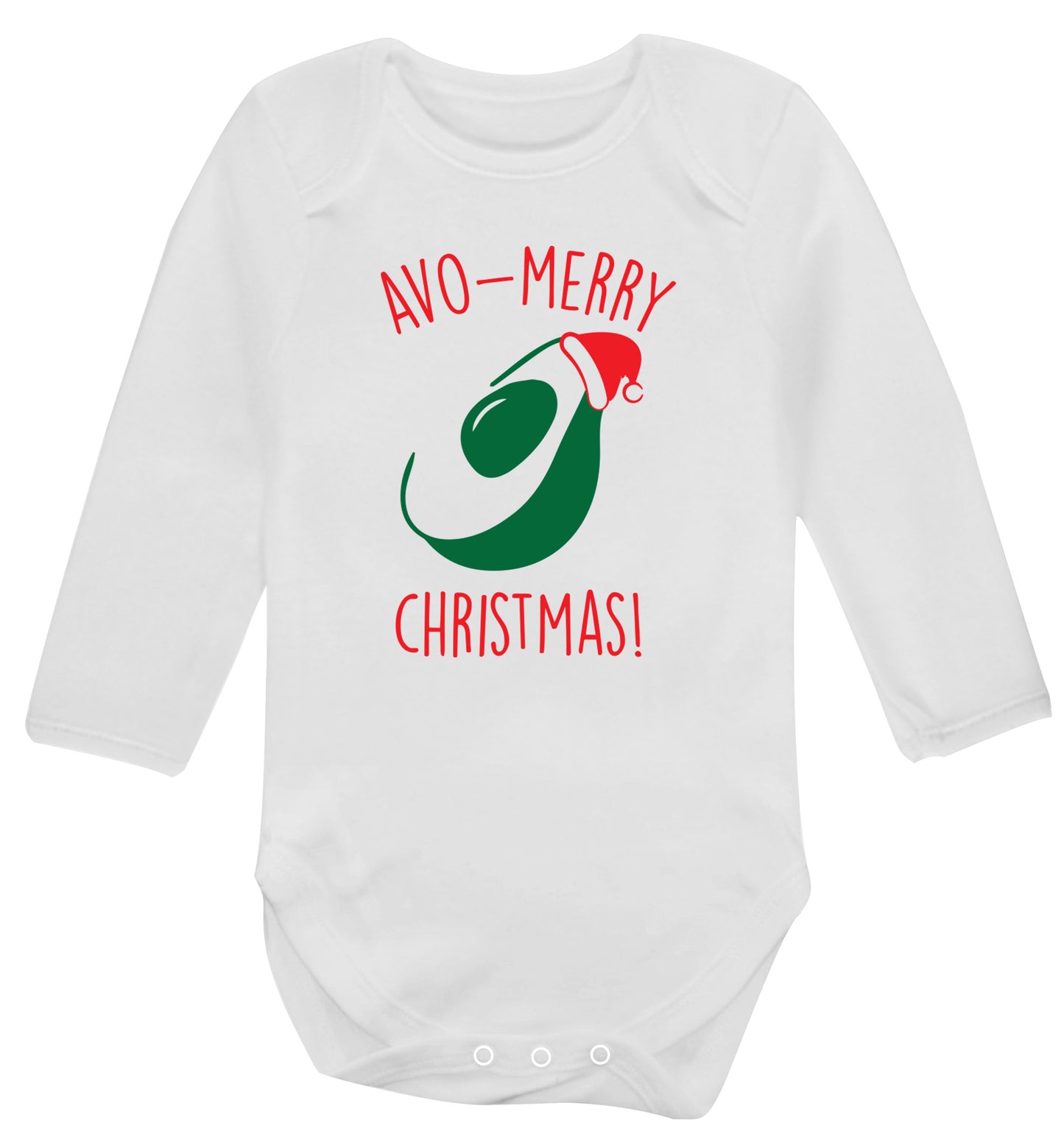 Avo-Merry Christmas Baby Vest long sleeved white 6-12 months