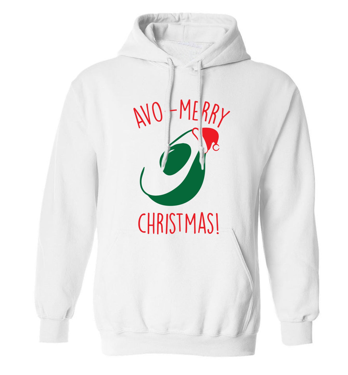 Avo-Merry Christmas adults unisex white hoodie 2XL