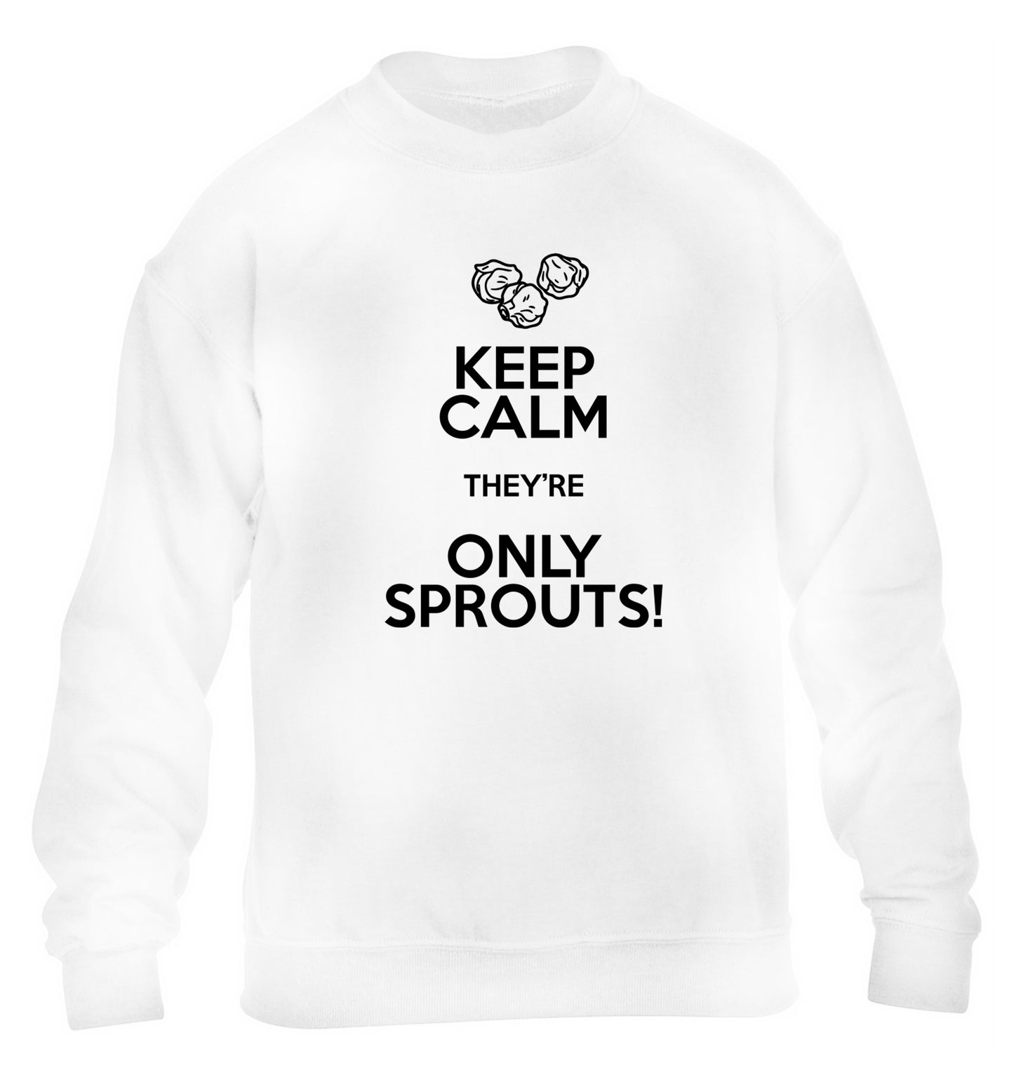 Keep calm they're only sprouts children's white sweater 12-13 Years