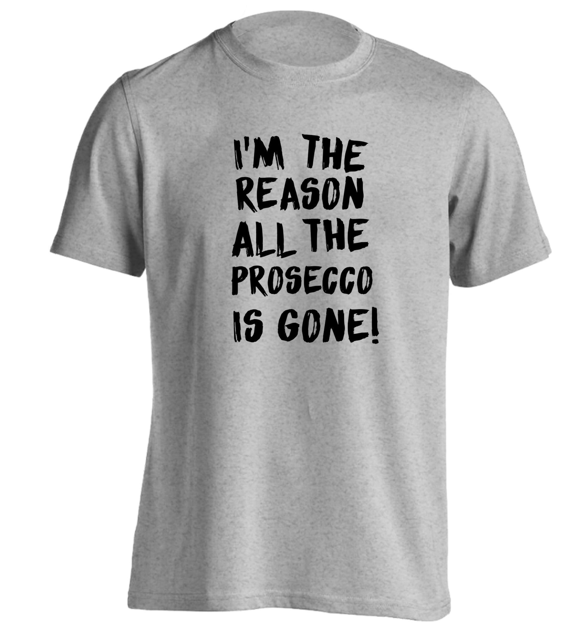 I'm the reason all the prosecco is gone adults unisex grey Tshirt 2XL