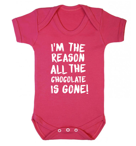 I'm the reason all the eggnog is gone Baby Vest dark pink 18-24 months