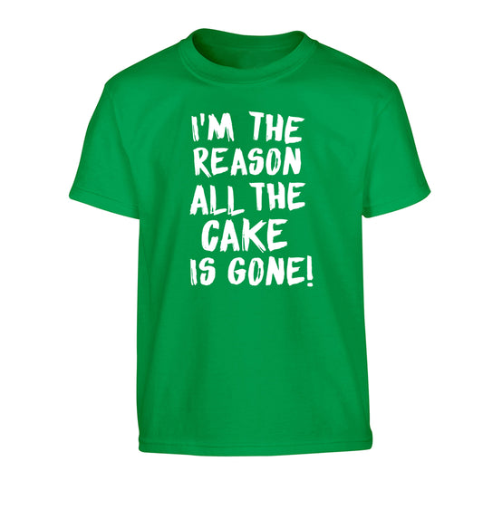 I'm the reason all the cake is gone Children's green Tshirt 12-13 Years