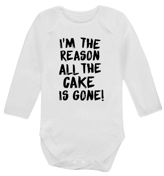 I'm the reason all the cake is gone Baby Vest long sleeved white 6-12 months