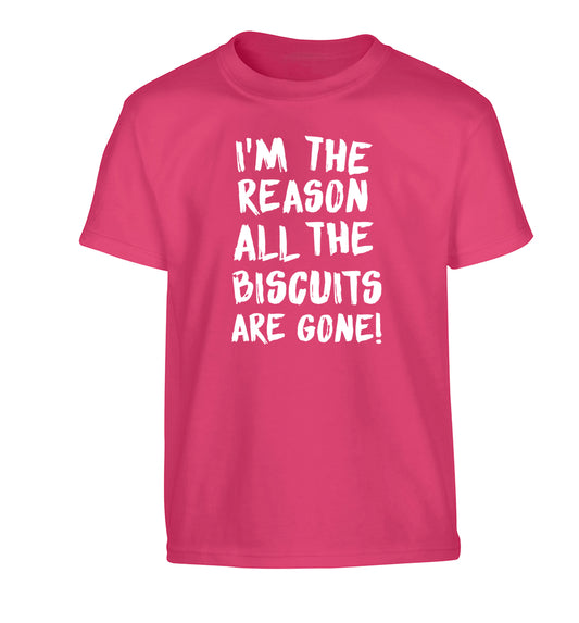 I'm the reason why all the biscuits are gone Children's pink Tshirt 12-13 Years