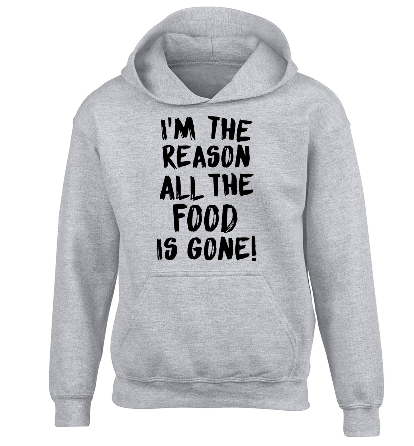 I'm the reason why all the food is gone children's grey hoodie 12-13 Years