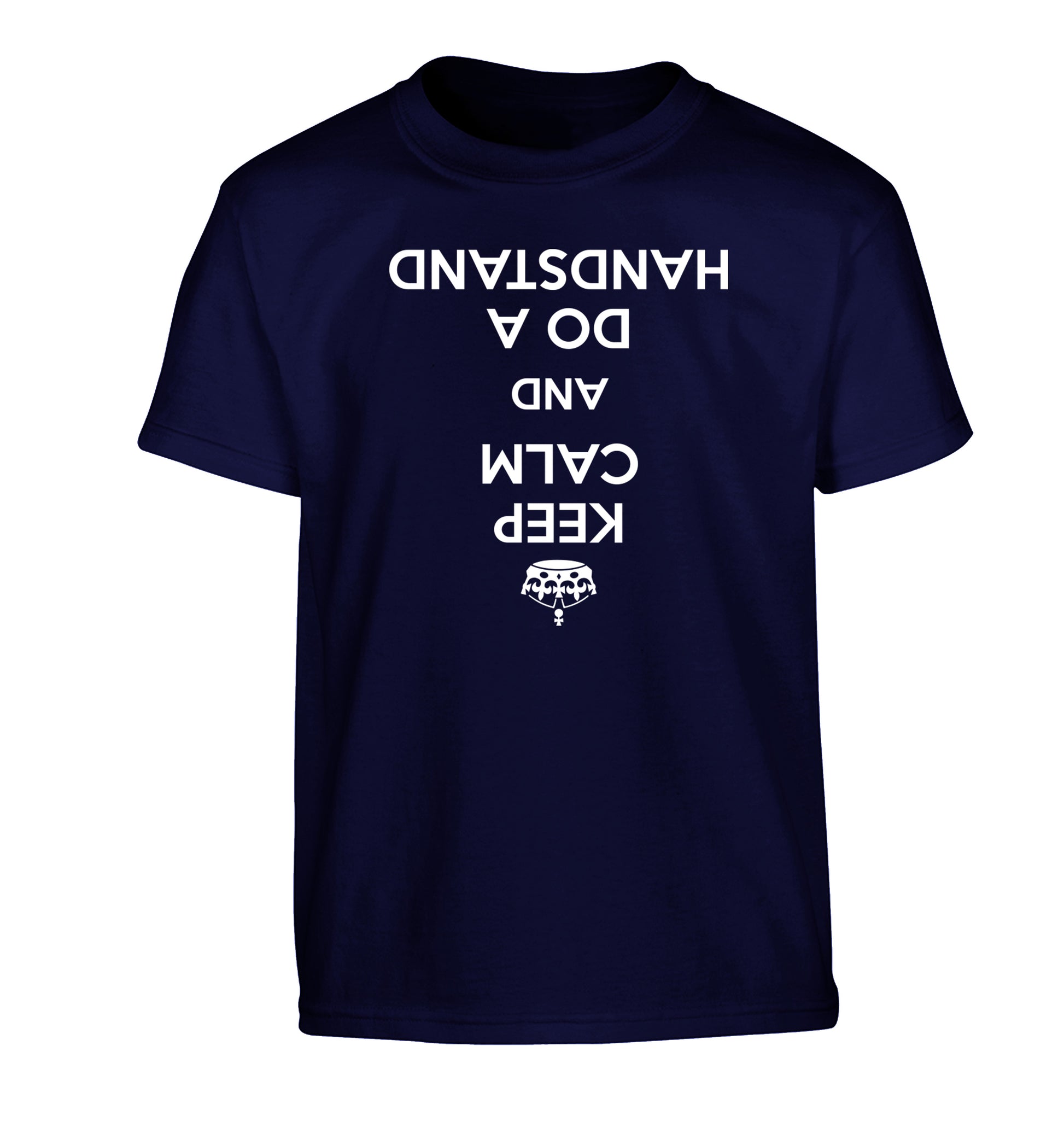 Keep calm and do a handstand Children's navy Tshirt 12-13 Years