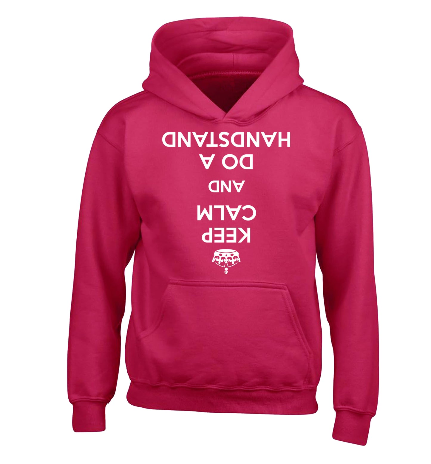 Keep calm and do a handstand children's pink hoodie 12-13 Years