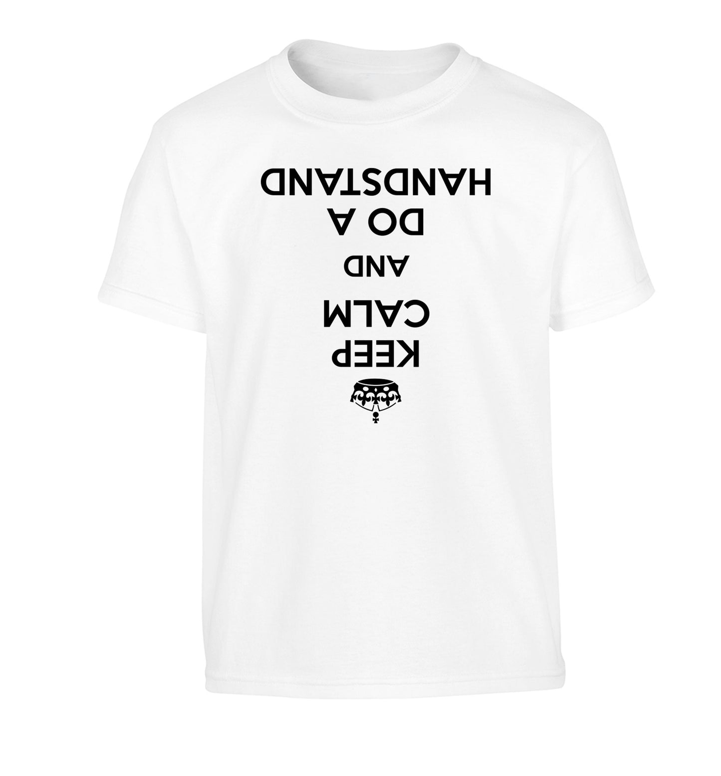 Keep calm and do a handstand Children's white Tshirt 12-13 Years
