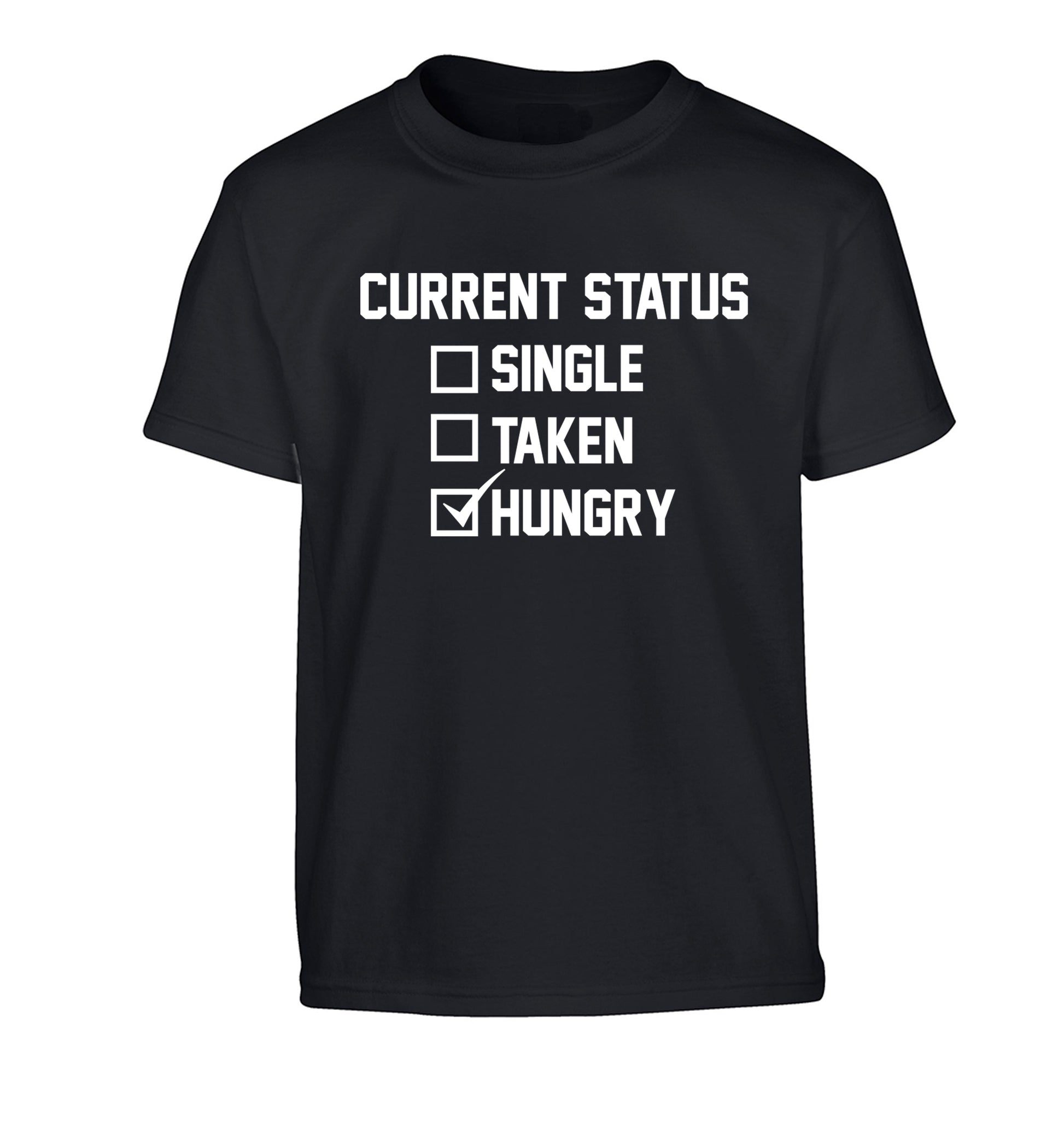Relationship status single taken hungry Children's black Tshirt 12-13 Years