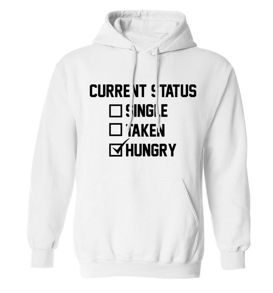 Relationship status single taken hungry adults unisex white hoodie 2XL