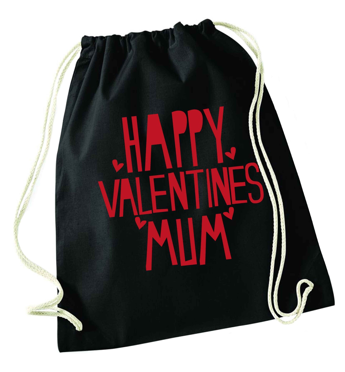 Happy valentines mum black drawstring bag