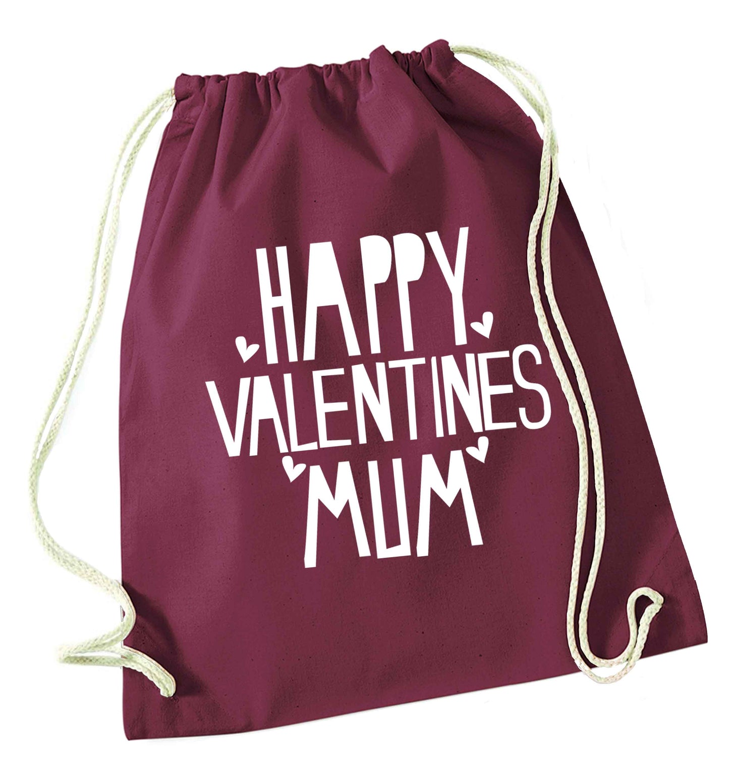 Happy valentines mum maroon drawstring bag