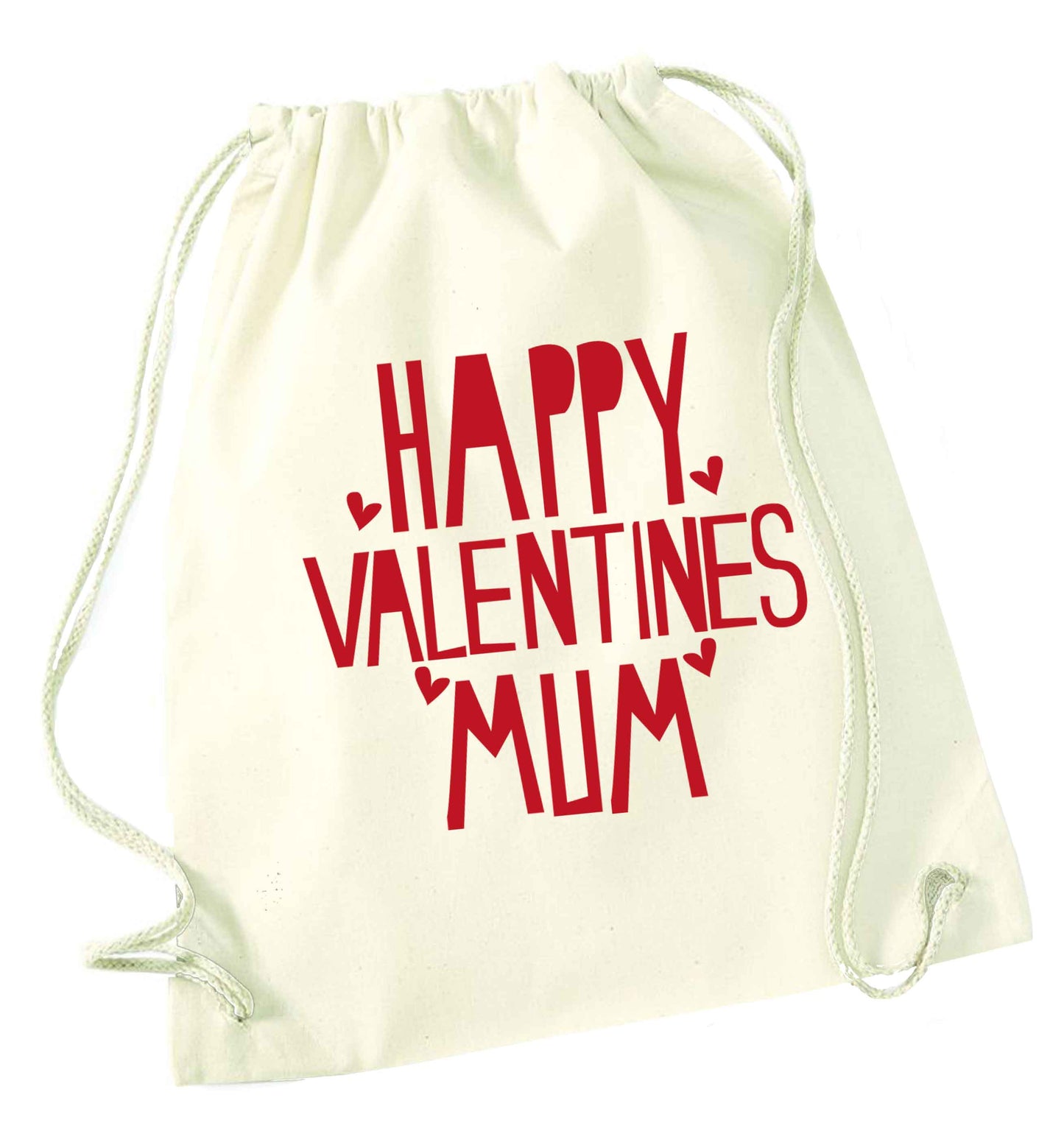Happy valentines mum natural drawstring bag
