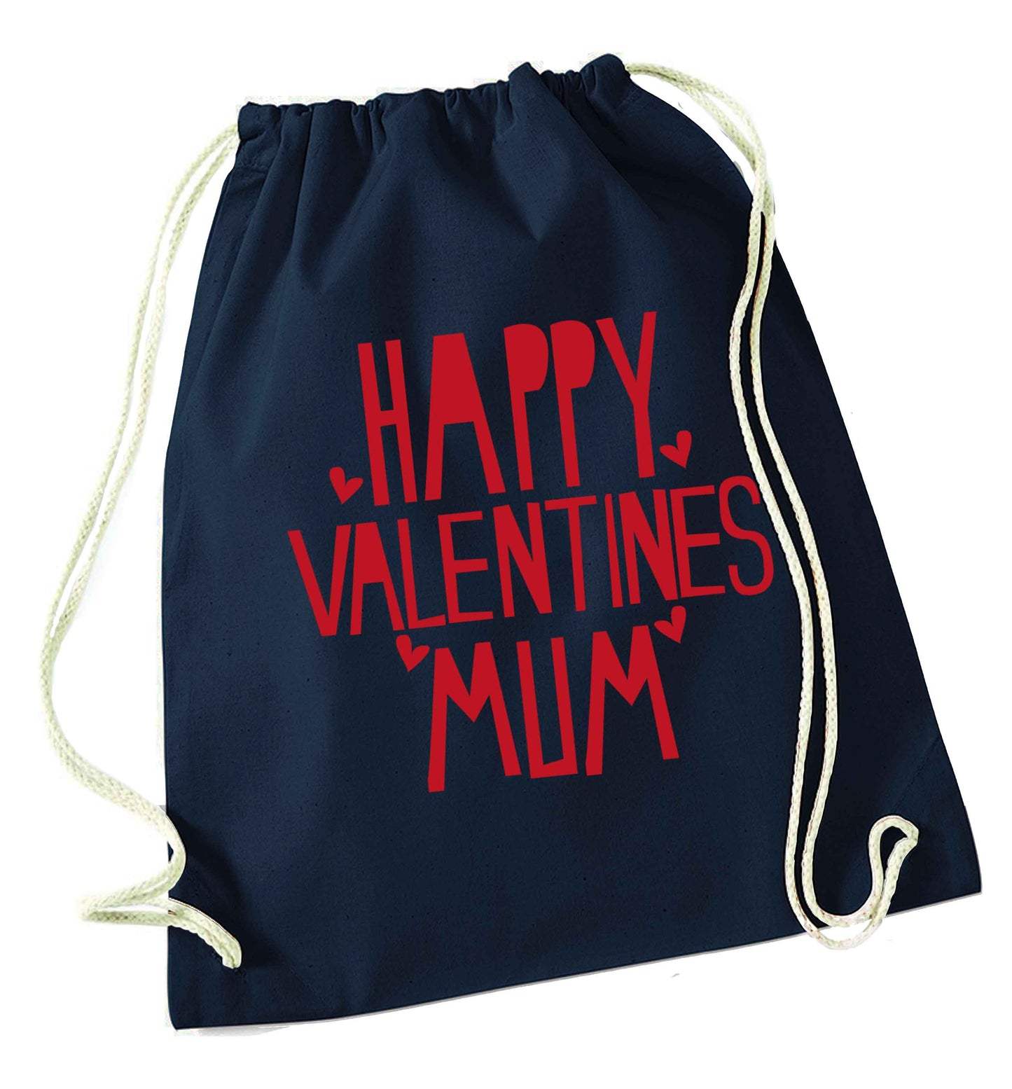 Happy valentines mum navy drawstring bag