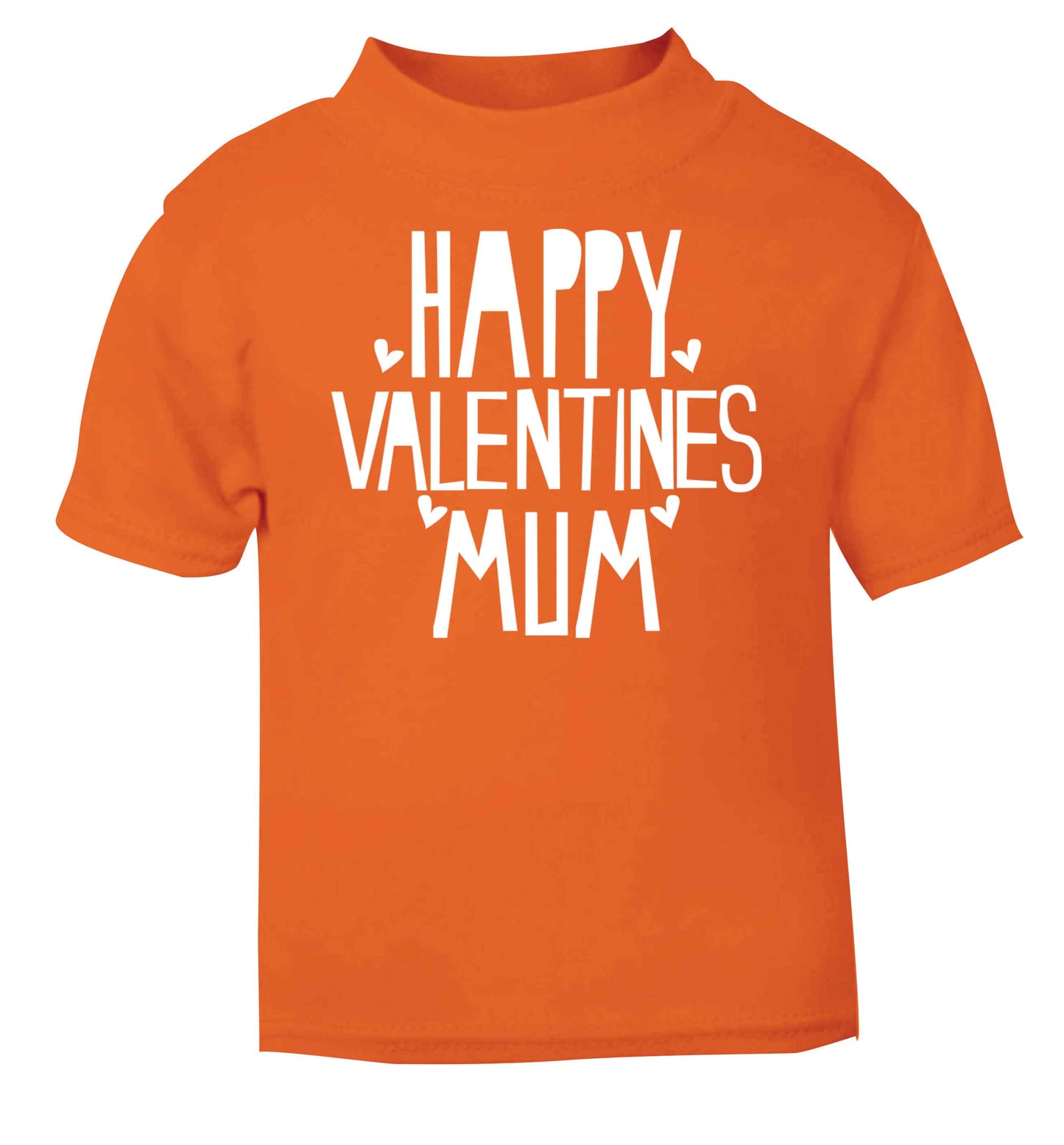 Happy valentines mum orange baby toddler Tshirt 2 Years