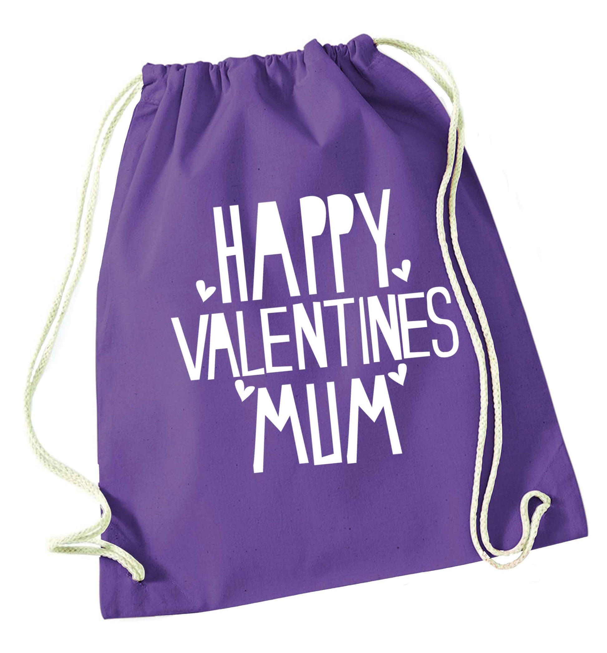 Happy valentines mum purple drawstring bag