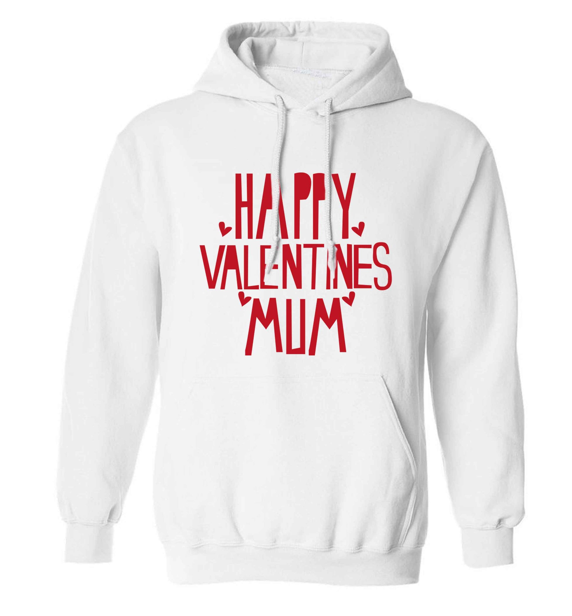 Happy valentines mum adults unisex white hoodie 2XL