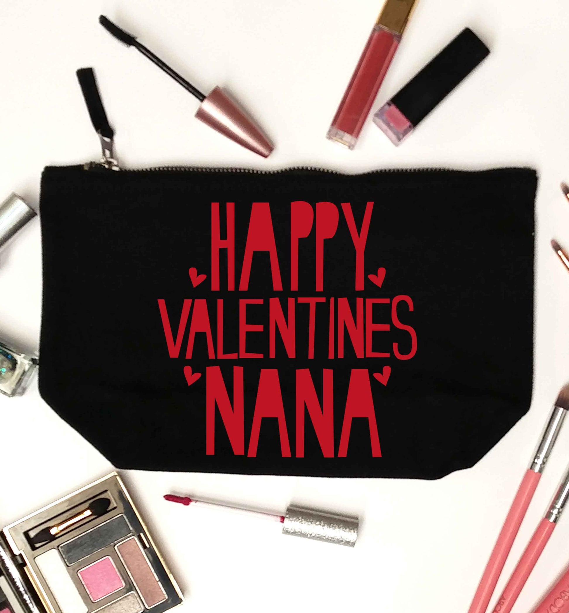 Happy valentines nana black makeup bag