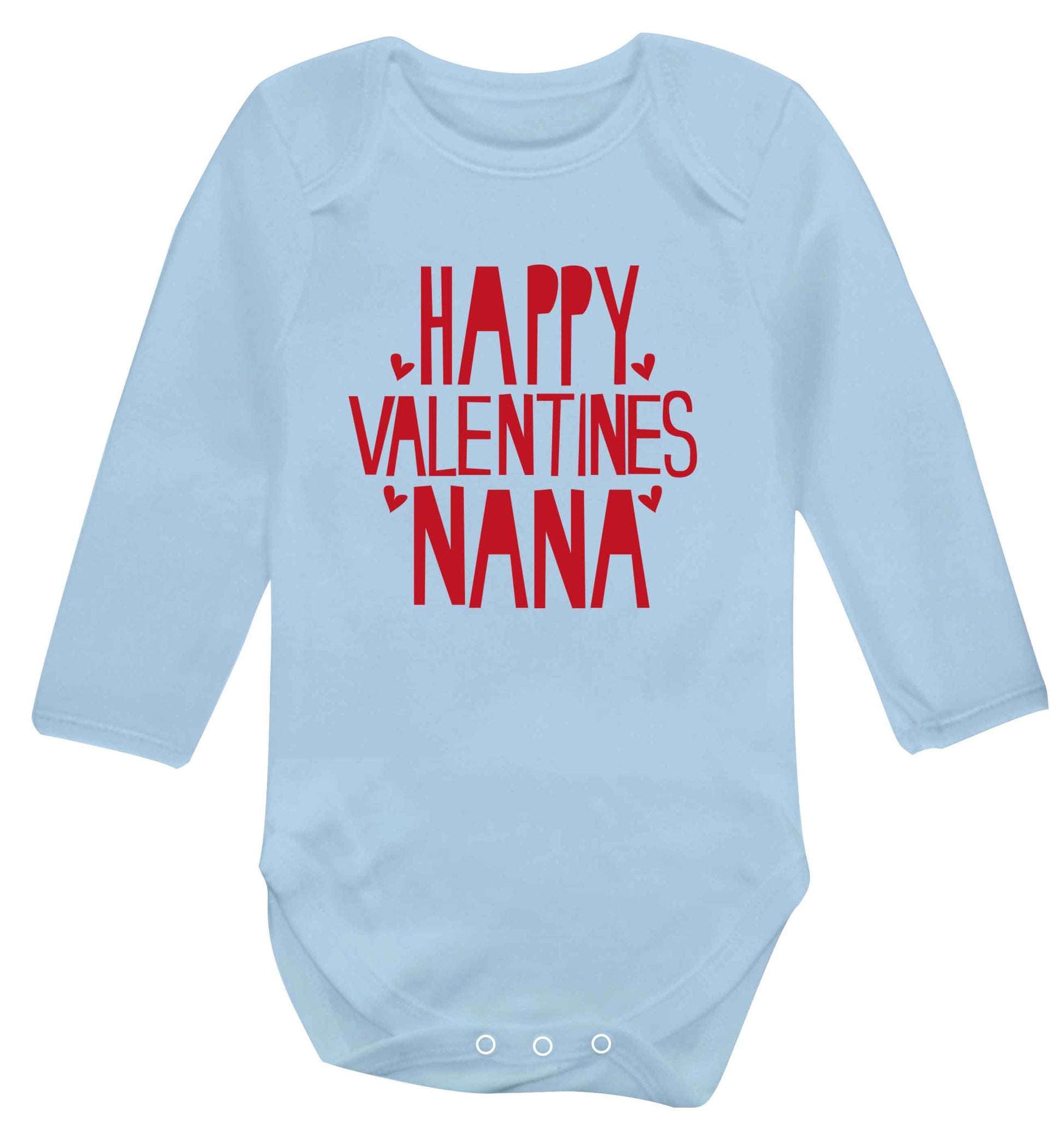 Happy valentines nana baby vest long sleeved pale blue 6-12 months