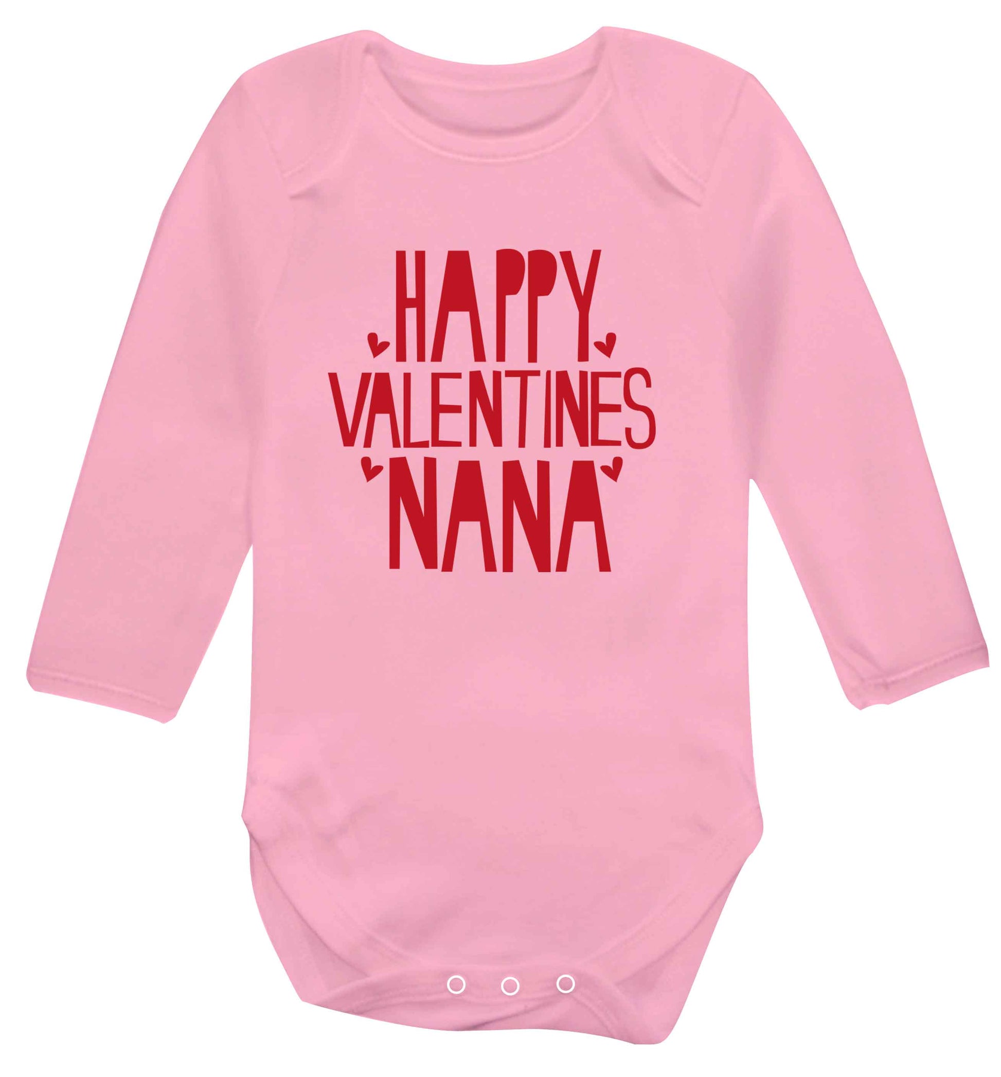 Happy valentines nana baby vest long sleeved pale pink 6-12 months