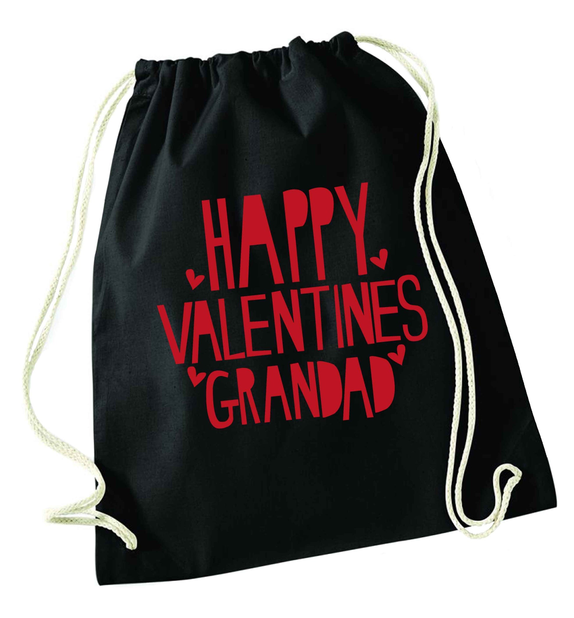 Happy valentines grandad black drawstring bag