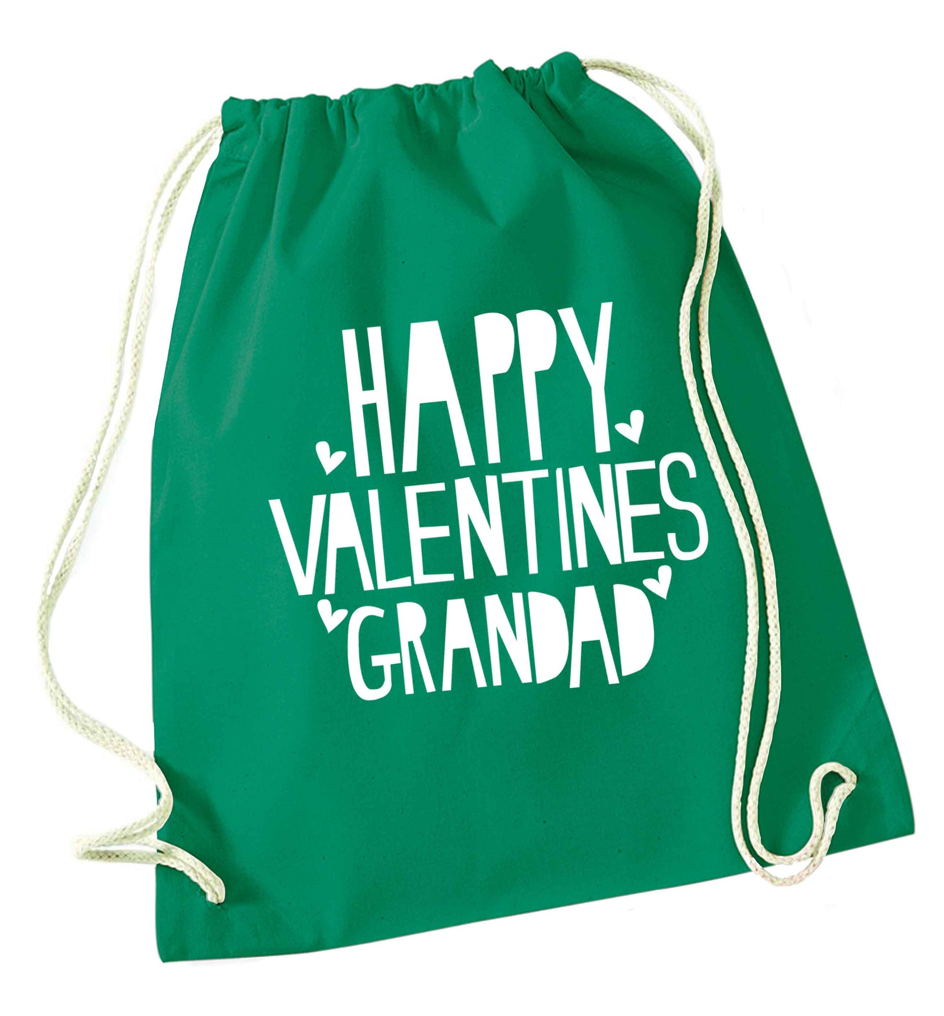Happy valentines grandad green drawstring bag