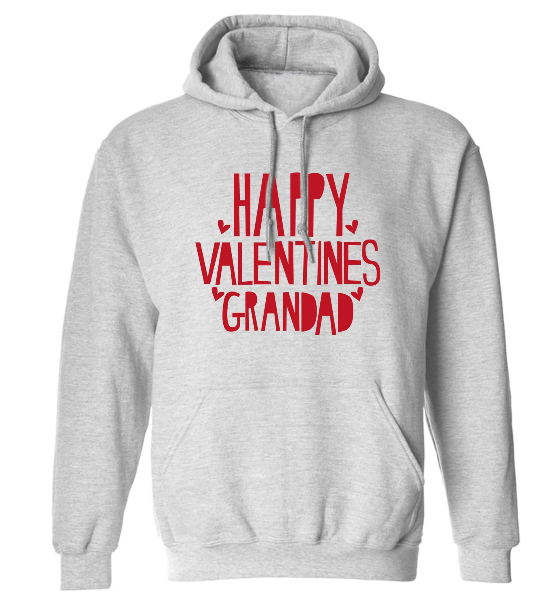 Happy valentines grandad adults unisex grey hoodie 2XL