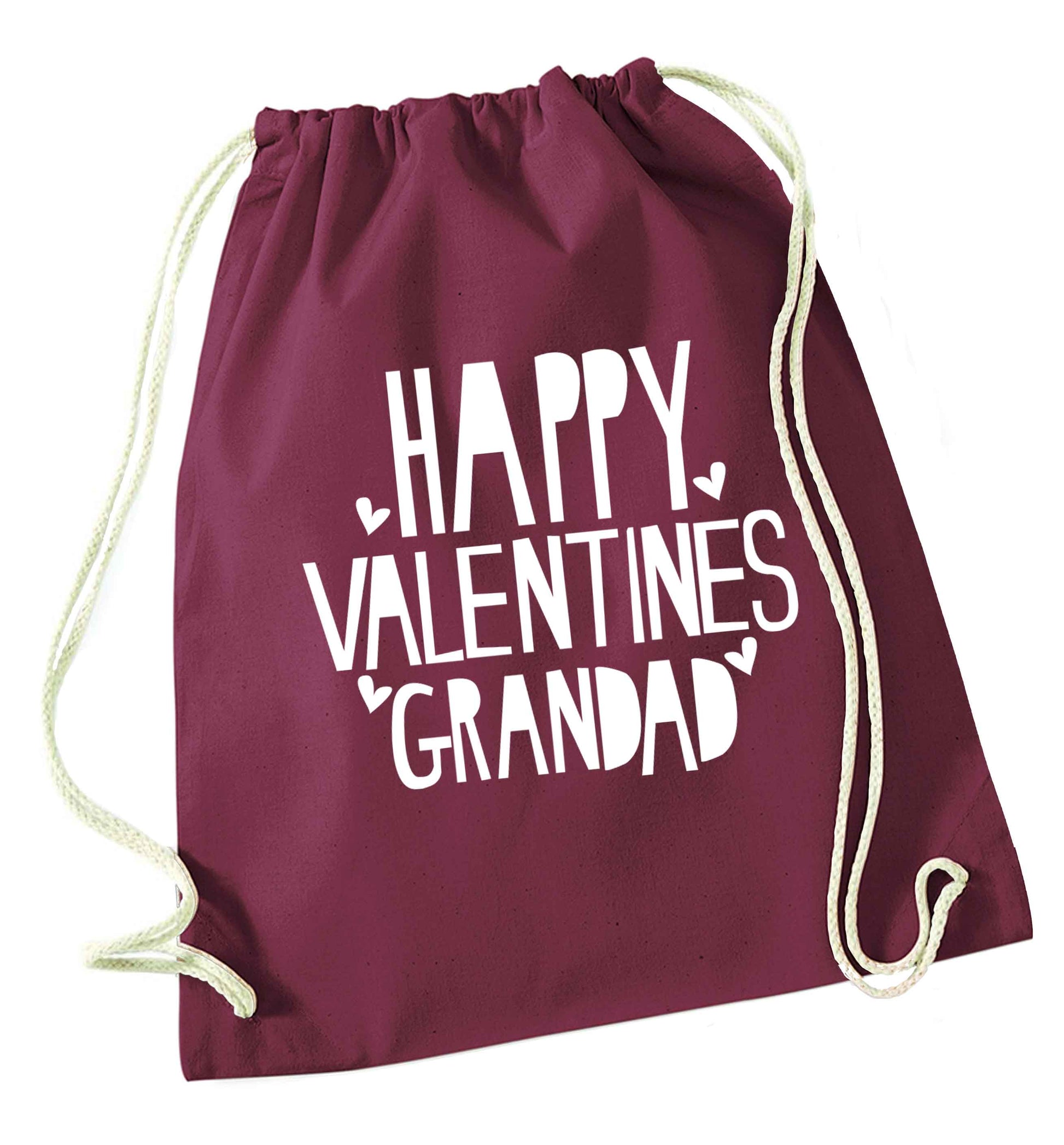 Happy valentines grandad maroon drawstring bag