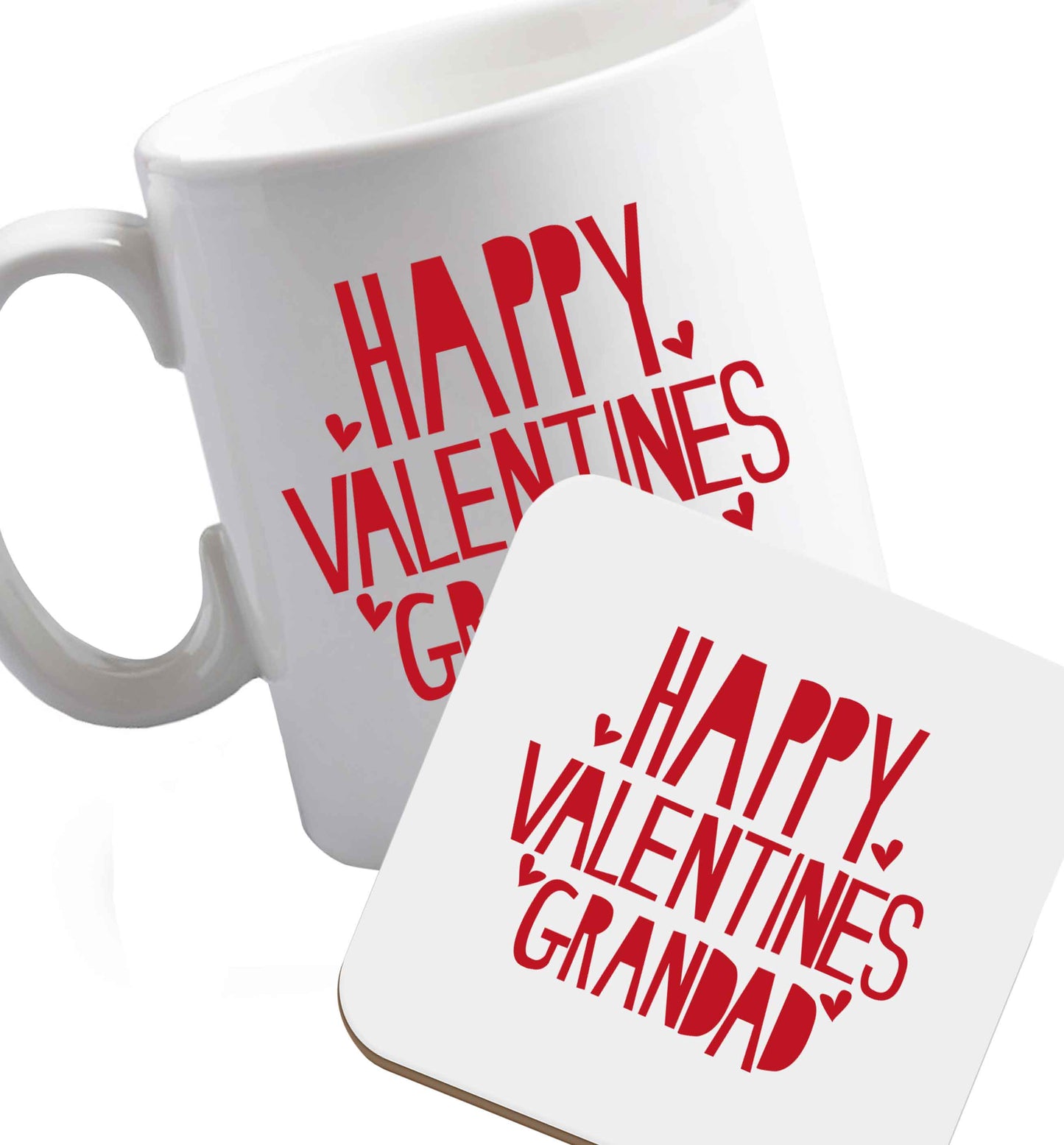 10 oz Happy valentines grandad ceramic mug and coaster set right handed