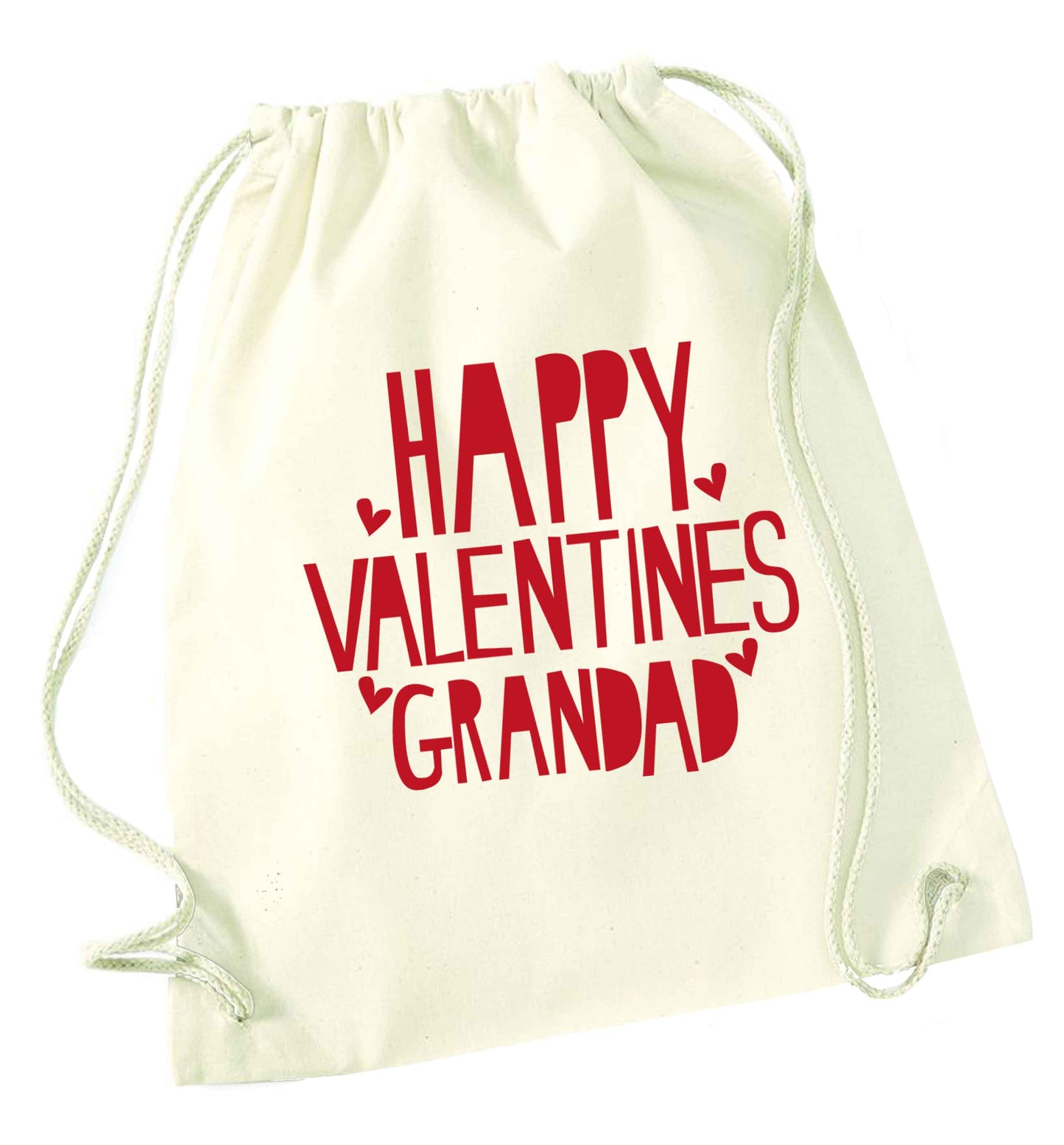 Happy valentines grandad natural drawstring bag