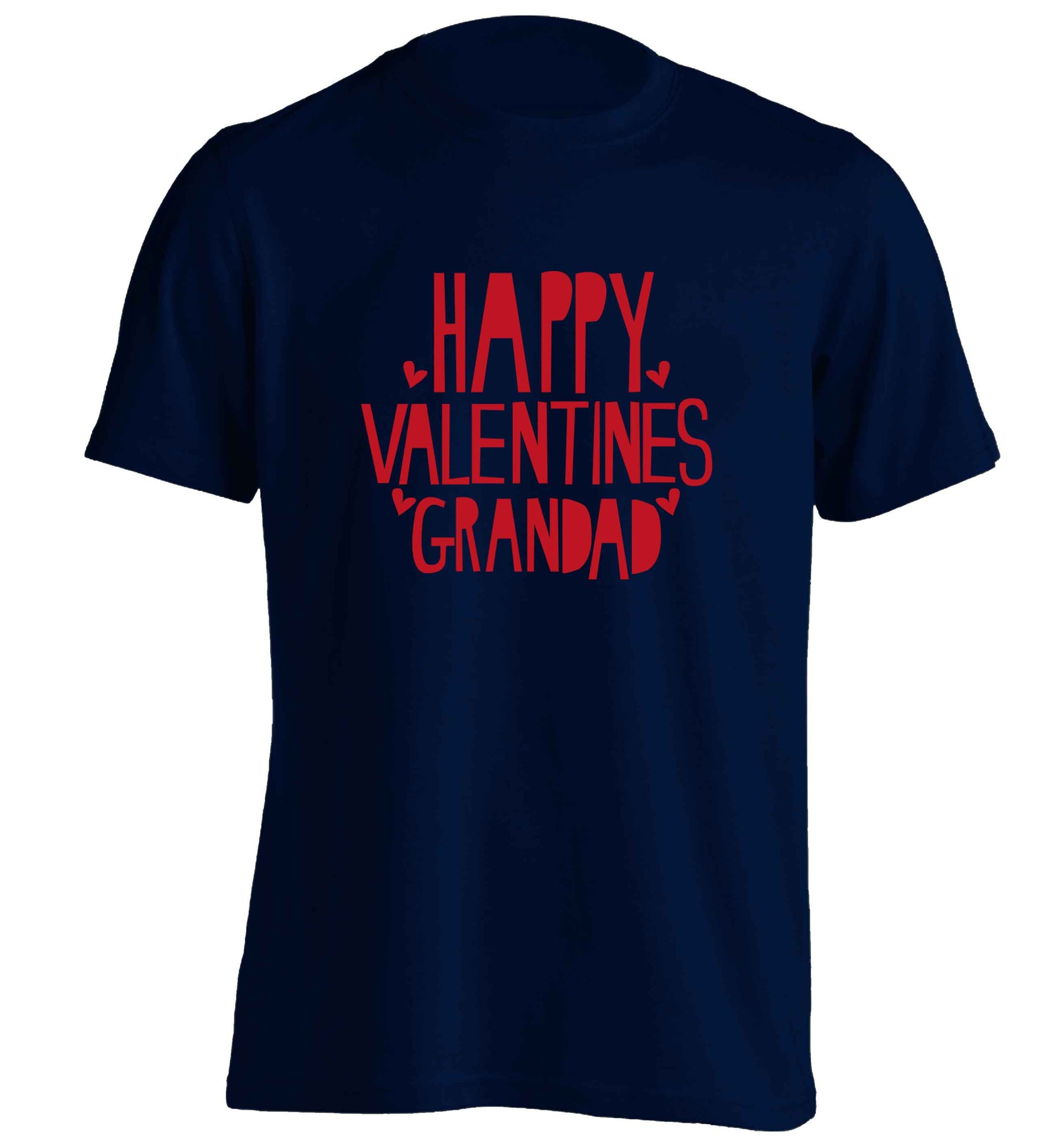 Happy valentines grandad adults unisex navy Tshirt 2XL