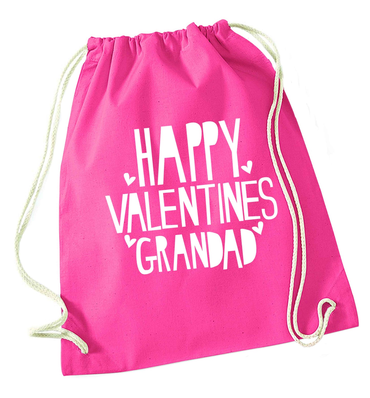 Happy valentines grandad pink drawstring bag